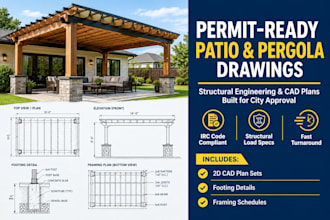 patio cover plans pergola design structural drawing city permit framing plan