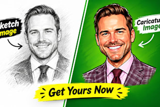 design photoshop photo to caricature, portrait caricature and pencil drawing