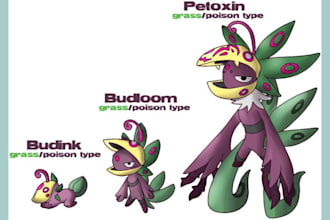 design custom fakemon pokemon creature and evolution pokemon fusion trainer
