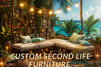 build low li ful pem 3d mesh furniture set second life imvu full perm mesh