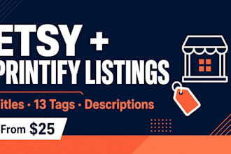 rewrite etsy or printify listings with titles, tags, and descriptions