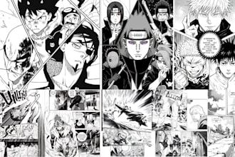 draw manga pages panels comic art anime manga illustration as your manga artist