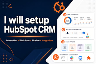 setup hubspot CRM, automation, workflows, pipeline and integrations