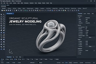 create organic sculptural jewelry modeling cad in zbrush rhino, 3d printing stl