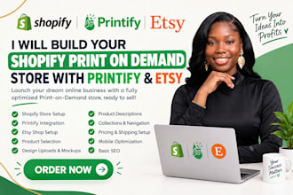 build shopify dropshipping store etsy pod wix printful printify