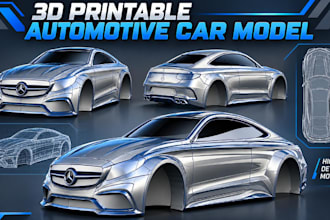 3d printable automotive car model 3d vehicle  design, car parts stl for printing