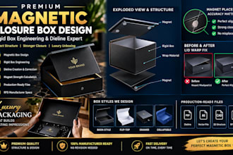 premium magnetic closure box design rigid box engineering dieline expert