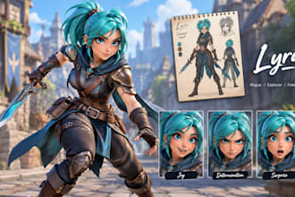 design a stylized 3d character model or cartoon character from 2d art in blender