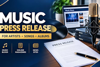 write music press release for artists songs albums and submit to media