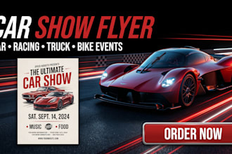 design car show car racing truck show and bike show flyer