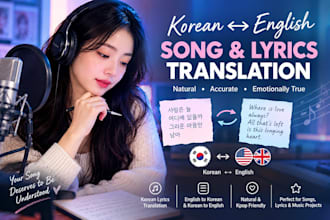 translate korean lyrics and kpop songs naturally from english to korean and back