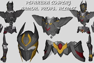 create custom eva foam pattern, pepakura cosplay template for armor, props, pdo