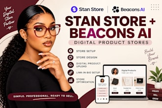 setup and design your stan store or beacons ai digital product store