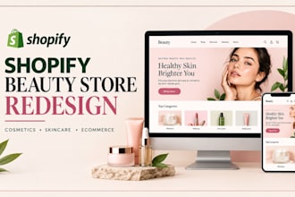 redesign beauty cosmetics shopify store, skincare ecommerce website store