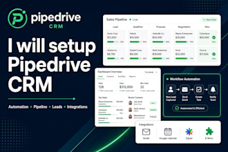 setup and customize pipedrive CRM, sales pipeline, automation and integrations