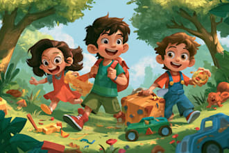 whimsical children book illustration for kids books