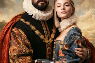 create renaissance royal family, royal couple portrait