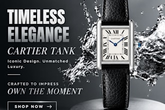 elegant cartier tank watch advertisement design