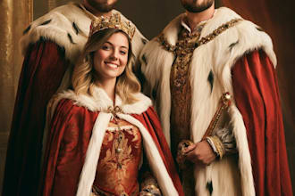 create renaissance royal family, royal couple portrait