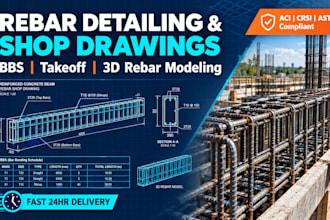 do rebar detailing, shop drawings, bbs  rebar takeoff services