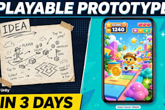 create a 2d 3d hyper casual mobile game prototype or mvp in unity