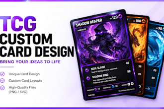 design custom tcg cards, pokemon trading cards and game card art