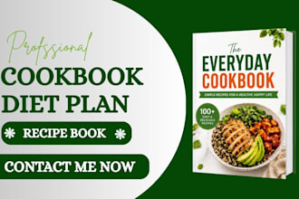write and design a healthy cookbook recipe book diet plan for amazon KDP