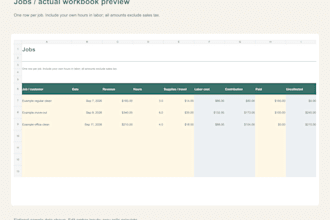 customize an excel cleaning quote calculator and job tracker