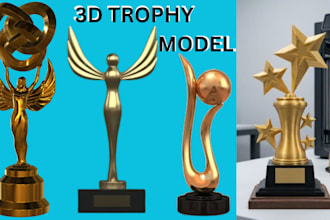 design and print custom 3d trophy design award medal stl, cad, 3mf print ready