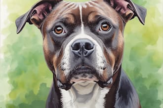 create a custom watercolor pet portrait or pet painting