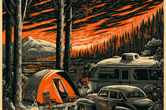 create artistic linocut illustration