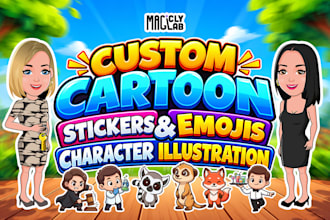 create custom cartoon stickers, emoji and character illustrations