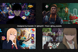 design two gaming and anime youtube thumbnails