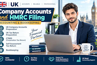 prepare UK company accounts, UK tax return, accounting and bookkeeping services