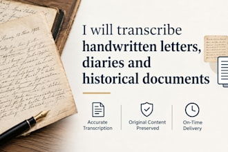 transcribe handwritten, scanned letters, diaries and historical documents