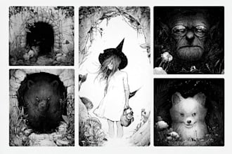 draw black and white illustrations
