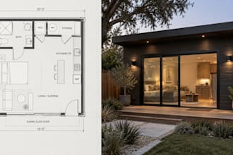 design garage conversion, architectural floor, site plan permit drawing cad 2d