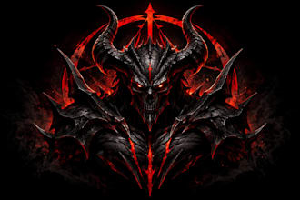 design a demon hellish cartoon character mascot logo with unique concepts