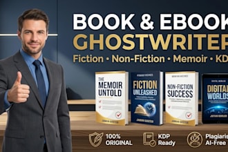 ghostwrite top fiction or nonfiction book or ebook as a ghostbook writer