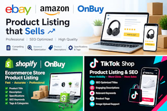 do ebay amazon shopify onbuy and tiktok shop product listing