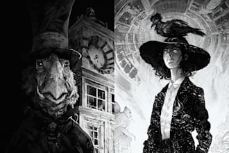 draw black and white illustrations