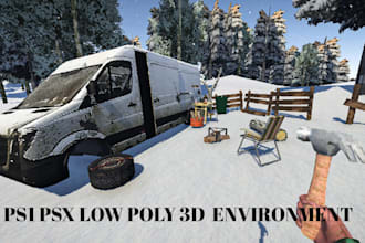 design psx ps1 ps2 n64 retro low poly 3d environment game asset prop and weapons