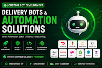 develop spark driver bot, uber eat bot, instacart bot, uber bot, amazon flex bot