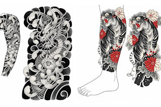 design a traditional japanese irezumi or wabori tattoo