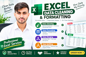clean, format, marge, split excel data