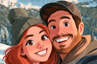 make a disney children cartoon illustration