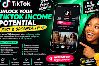 grow and monetize your tiktok accounts organically with logo and tips