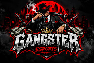 design high quality esport gangster mafia mascot logo