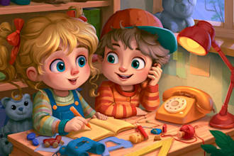 draw childrens book illustration and cover design