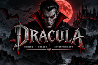 design a dark and captivating dracula logo for gaming horror and entertainment